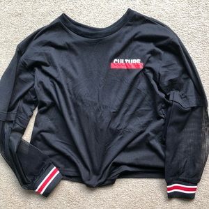 Black long sleeve shirt w/ mesh sleeves